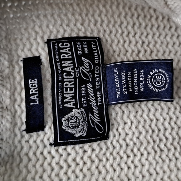 American Rag Zip-Up Sweater Acrylic Wool Blend Cream and Gray Size Large - Picture 3 of 6
